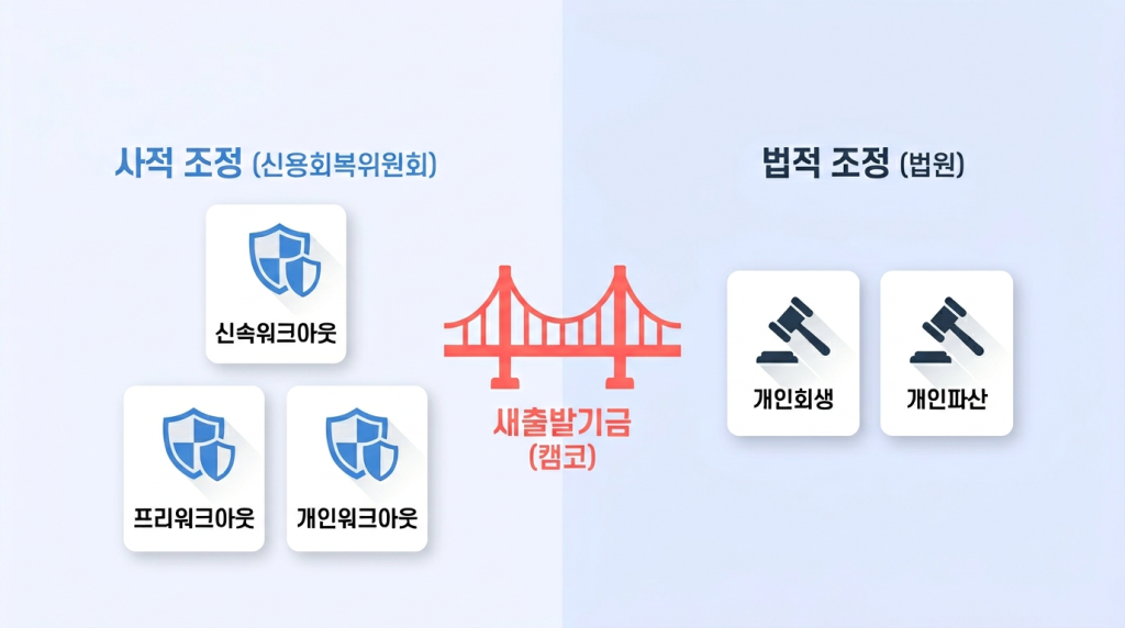 사적 조정 vs 법적 조정 구분도