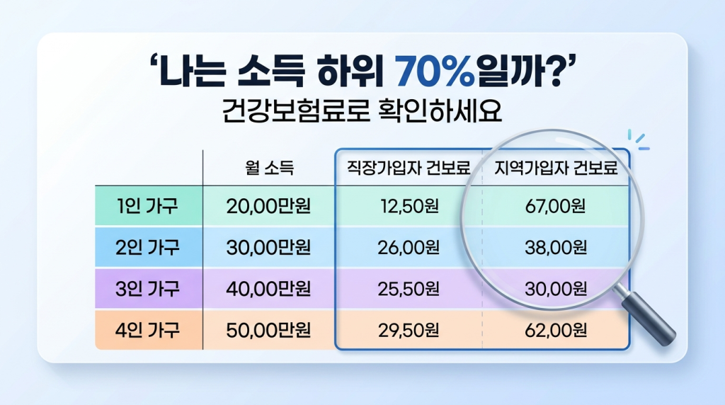 건보료 기준 가구별 표