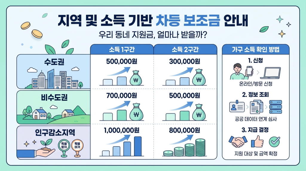 지역 및 소득 기반 차등 보조금 안내