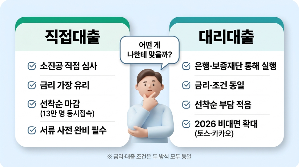 직접대출 vs 대리대출 비교 카드