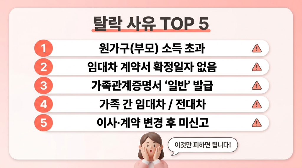 탈락 사유 TOP 5
