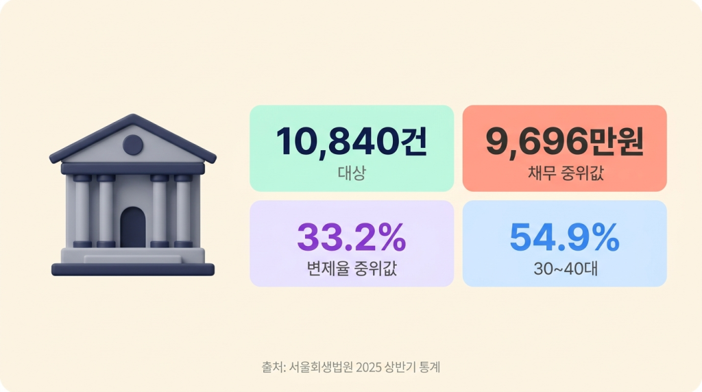 서울회생법원 핵심 통계 인포그래픽