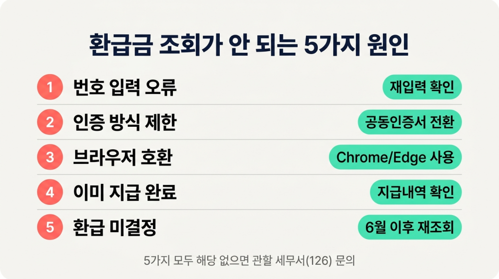 환급금 조회가 안 되는 5가지 원인