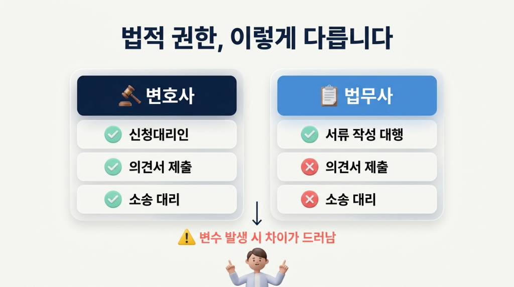 법적 권한 비교 