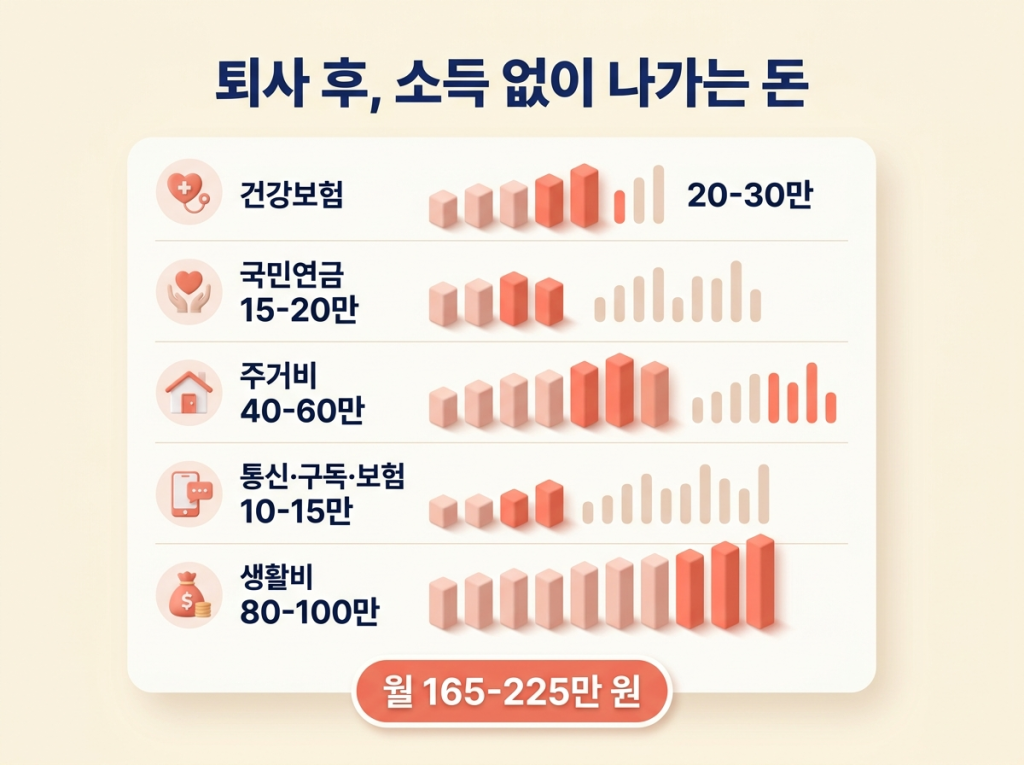  건보료부터 생활비까지 5가지 항목과 월 165-225만 원 합계