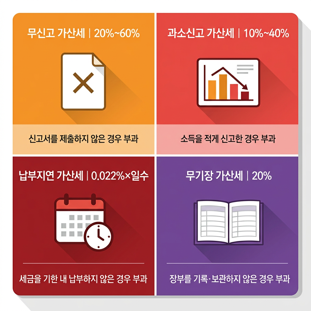 무신고·과소·지연·무기장 비교 카드