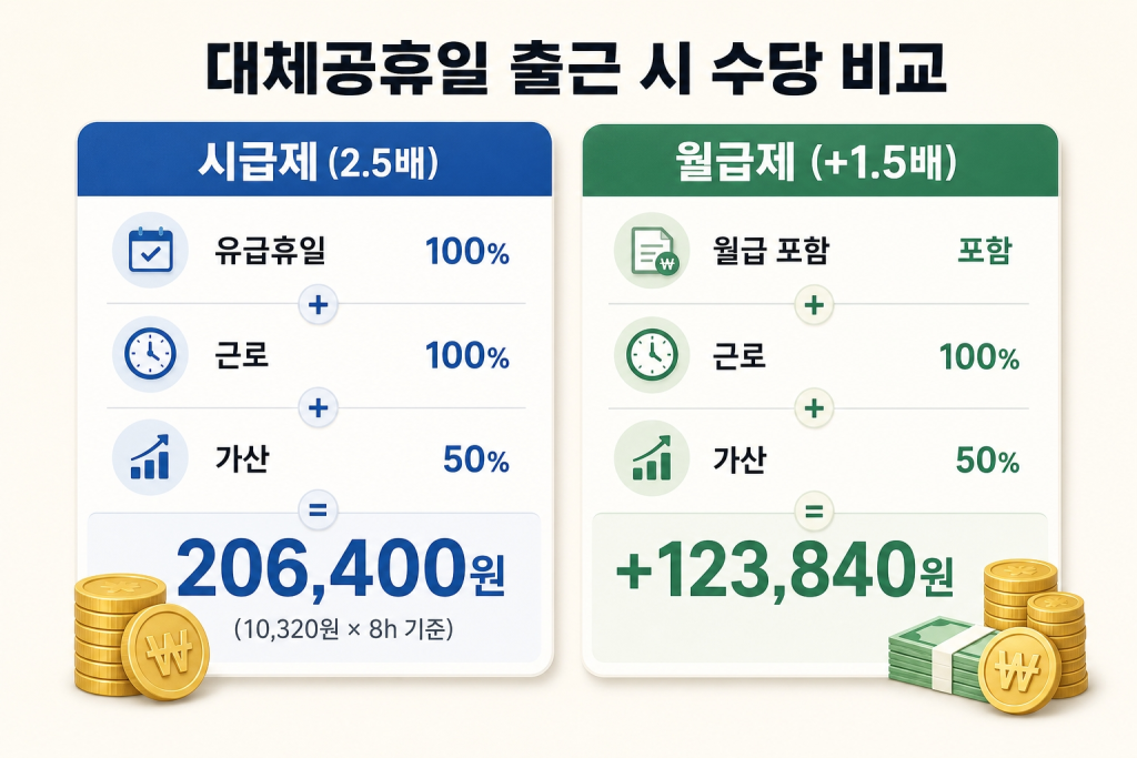 대체공휴일 출근 수당 계산