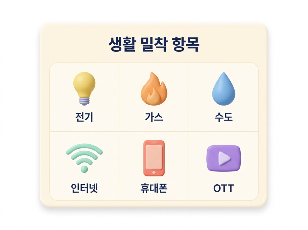 생활 밀착 항목 2×3 그리드