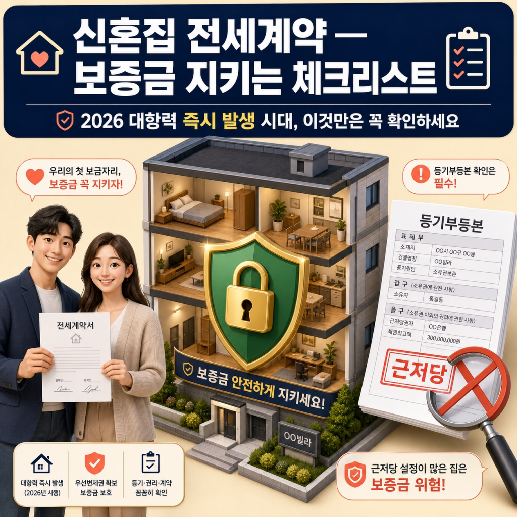 신혼집 전세계약 — 보증금 지키는 체크리스트
