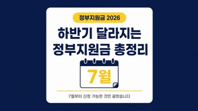 2026 하반기 달라지는 정부지원금 총정리 – 7월부터 신청 가능한 것만 골랐습니다